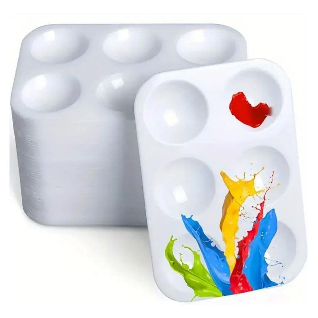 Kit 10 15 20 25 Paletas de Pintura Godê 6 Cavidades Branca Perfeita para aquarela, guache e acrílico