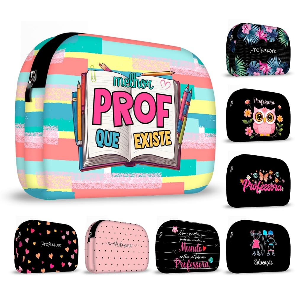 Necessaire em Neoprene Coleção Profissões – Professora Estampas Feminino Femininas amor