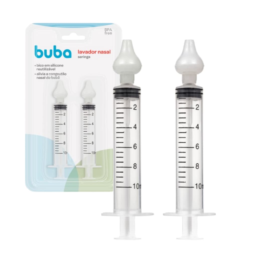 Kit Seringas para Lavagem Nasal Higiene do Bebe Com Ponta Em Silicone 2 Unidades