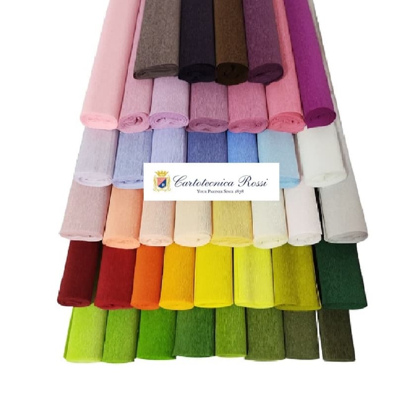 Kit COM 05 ROLOS DE PAPEL - Papel Crepom Italiano 140g Cartotecnica Rossi - 50cm x 2,5m - Kit 05 Rolos