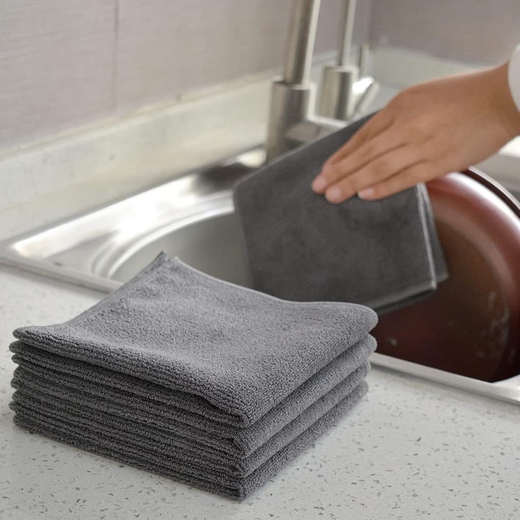 20 Panos Mágica de Cozinha Vidro Mesa Janela Prato Cinza Plana Microfibra 20x20cm