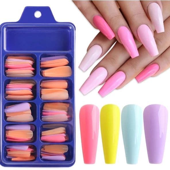 KIT 2 Caixas (200 UNHAS) Unhas Coloridas Postiças