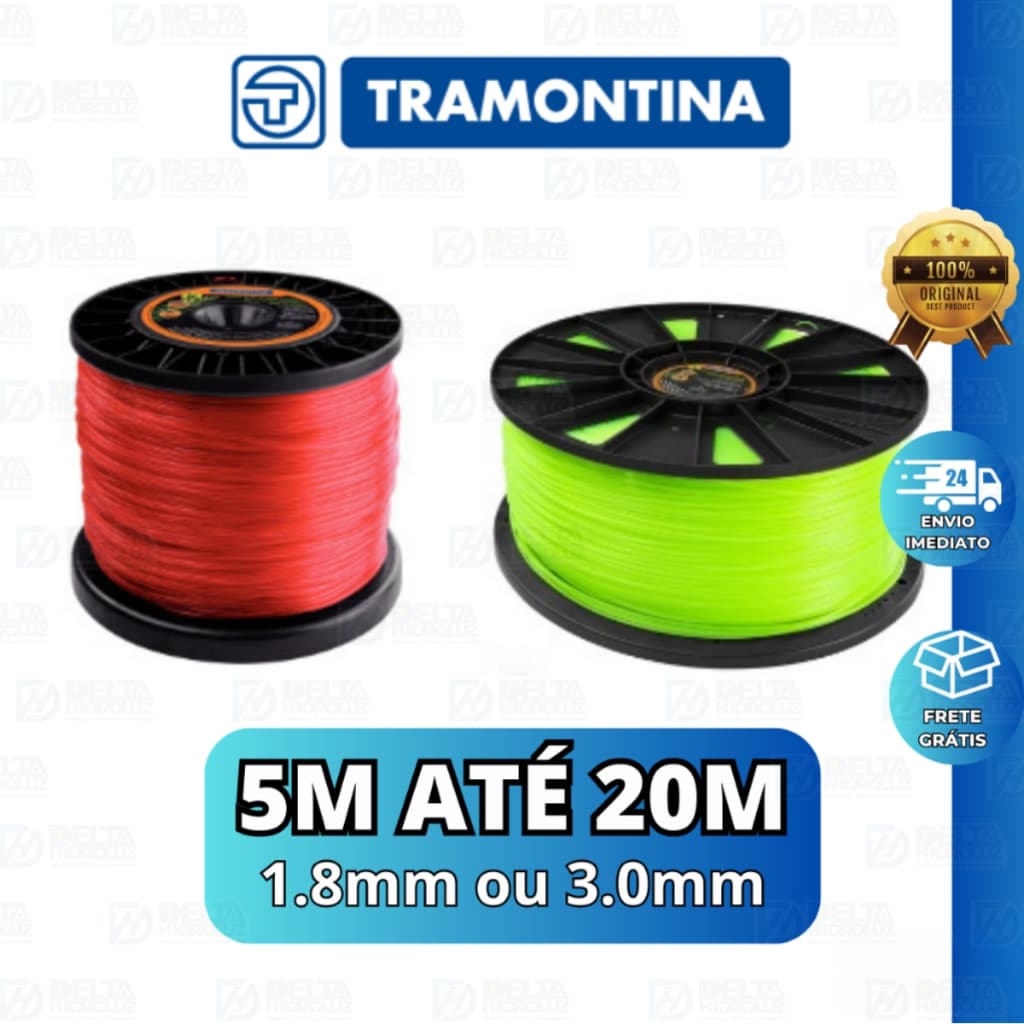 Fio Nylon Aparador Cortador de Grama Jardim Tramontina Roçadeira 1,8mm / 3mm