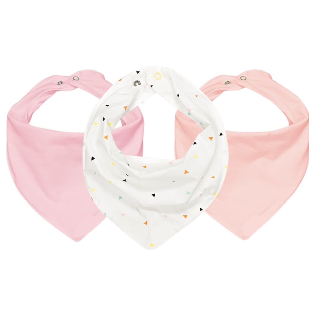 Kit C/3 Babador Bandana de Bebê 100% Algodão 23cm x 18cm - Sortidas