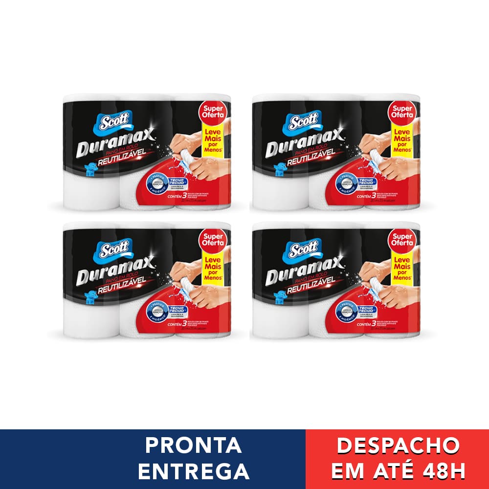 12Un Duramax Scott Branco Pano Multiuso Rolo Reutilizável Lavável