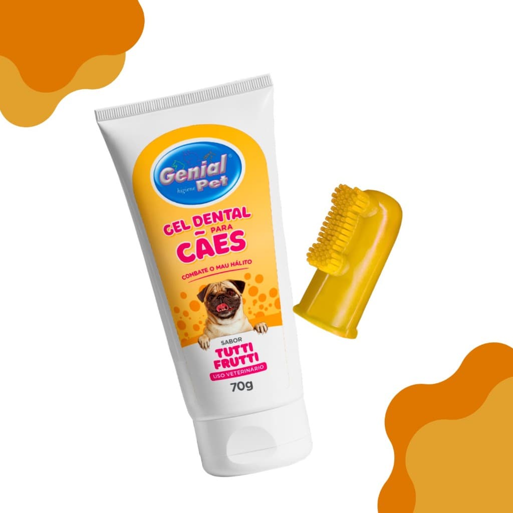 KIT HIGIENE BUCAL CÃES E GATOS CREME GEL DENTAL GENIAL PET