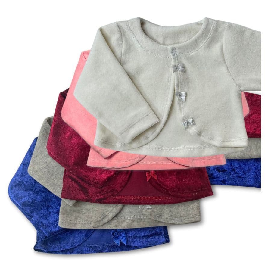 Casaco Bolero Bebê Aveludado Menina - Várias Cores