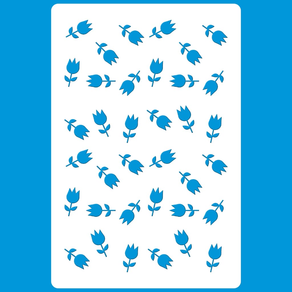 Stencil 8 X 12 Estampa Tulipinhas P Molde Vazado Pintura Tecido Mdf Madeira Camiseta Pano Prato
