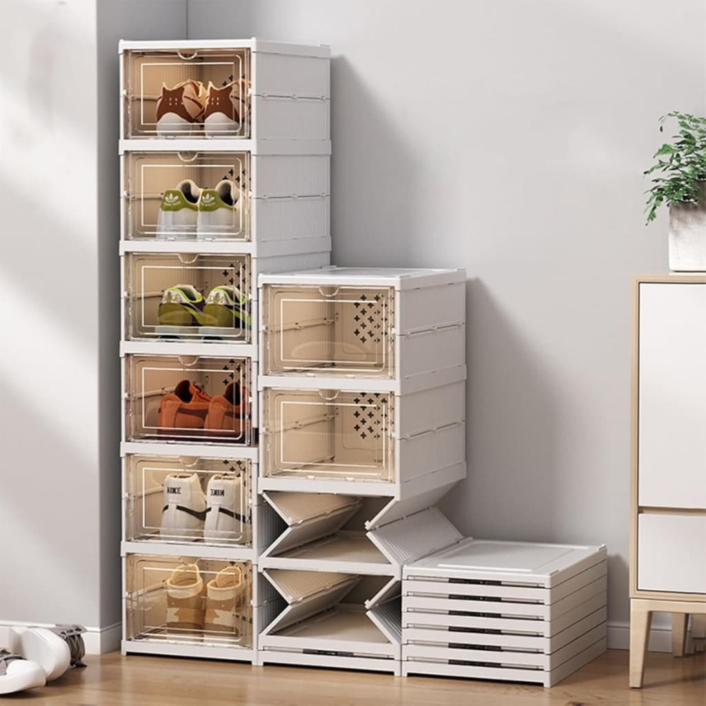 Sapateira Empilhável Dobrável Caixa Sandálias Tênis Vários Andares Multiuso Tênis Portátil Sapato Quarto Banheiro Hall