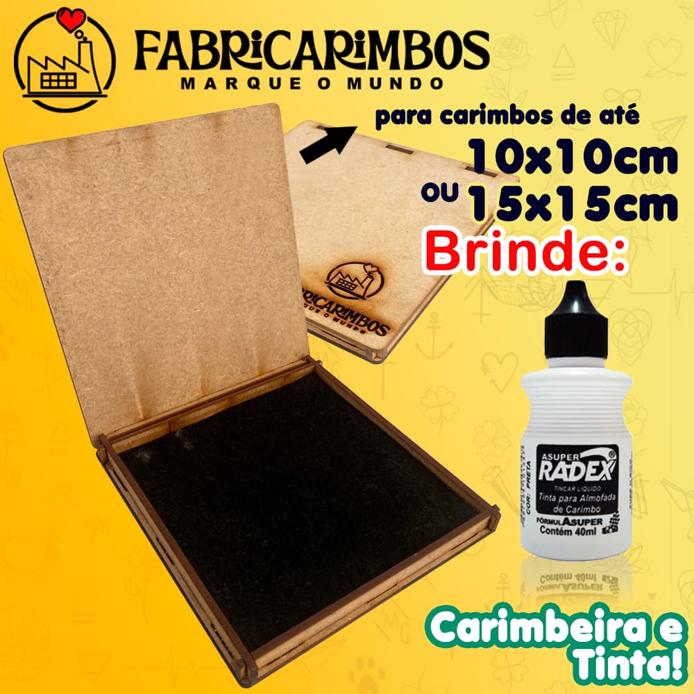 Almofada para Carimbos Kit Carimbeira + 1 tinta preta 40ml para Kraft / Papel sem brilho