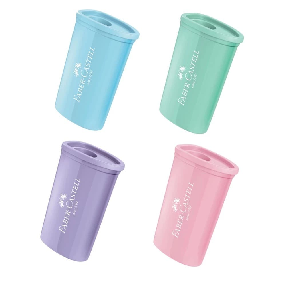 Apontador Escolar Faber-Castell c/ Depósito Triangular Pastel - Uni/Kit ORIGINAL