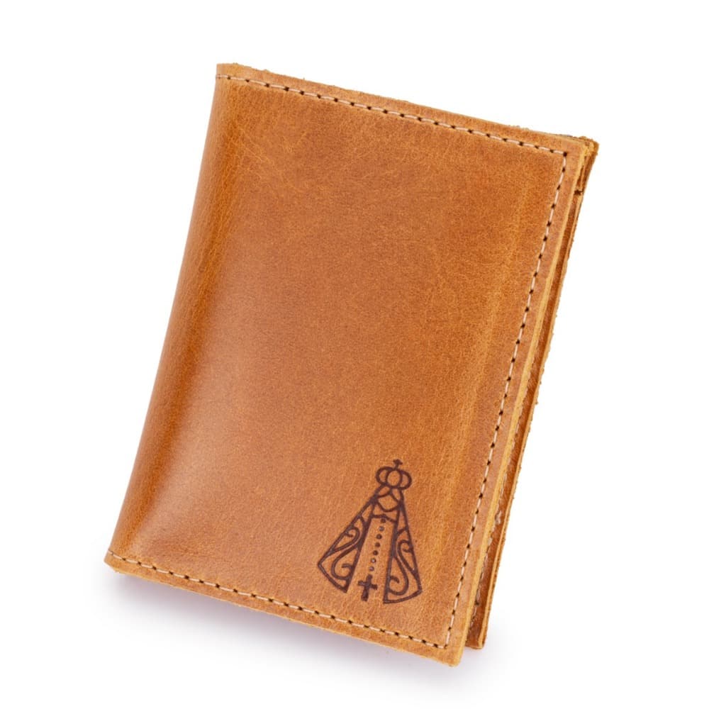 Carteira Porta Cartão Masculino em Couro Legitimo Lançamento Nossa Senhora Aparecida