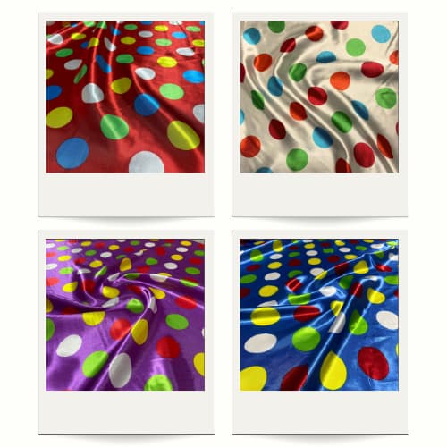 3 Metros - Tecido Cetim Estampado Poá Colorido 1,40m fantasias e festas