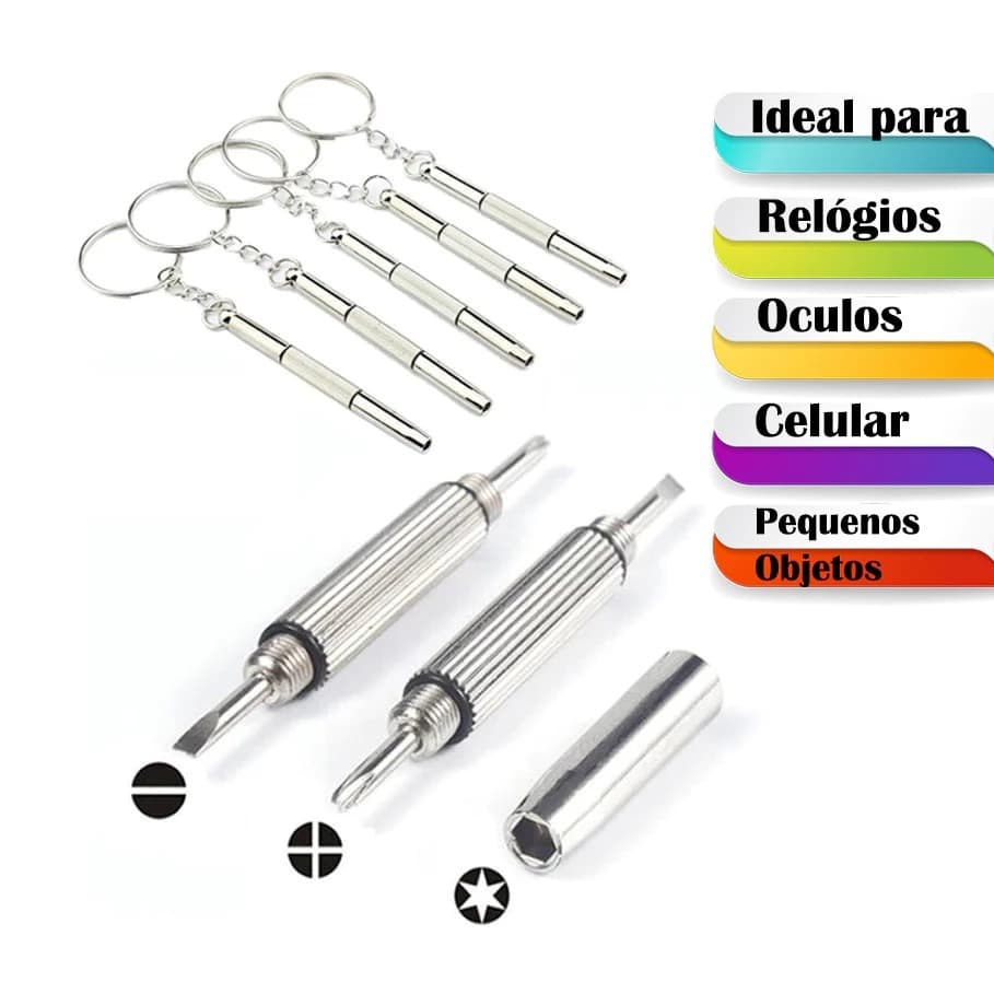 Mini Chaveiro 3 em 1 Chave de Fenda Reparo Relógio Oculos Relogio Chave de fenda portátil multifuncional para óculos
