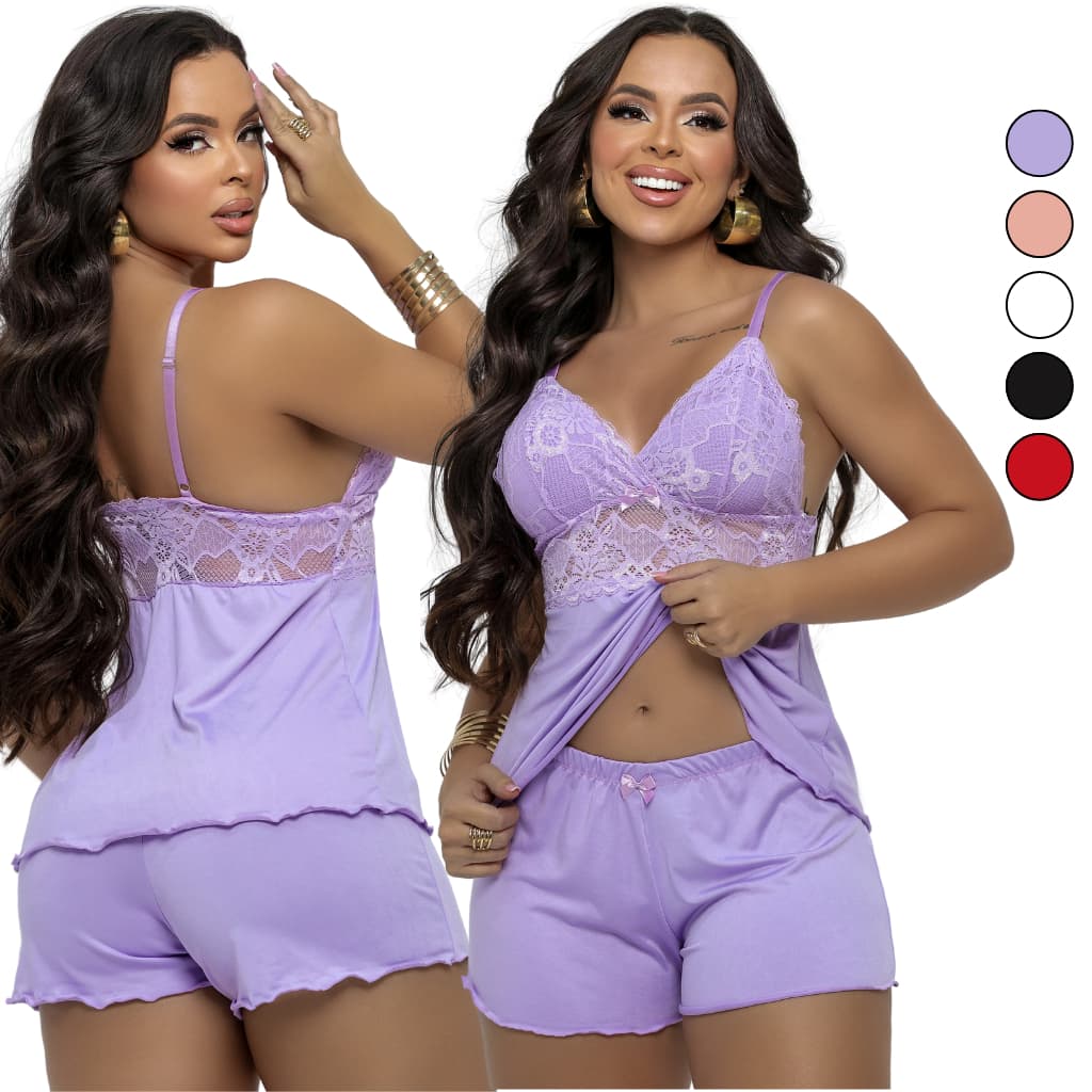 Pijama Baby Doll Feminino Alça Regulável Short Doll Microfibra Luxo Pijama Sexy