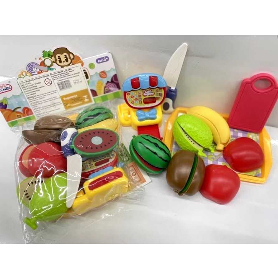 Kit Comidinha Mercadinho Infantil Frutinha Fruta Velcro Crec Crec Cortar Cozinha Lanchinho Brinquedos Educativo