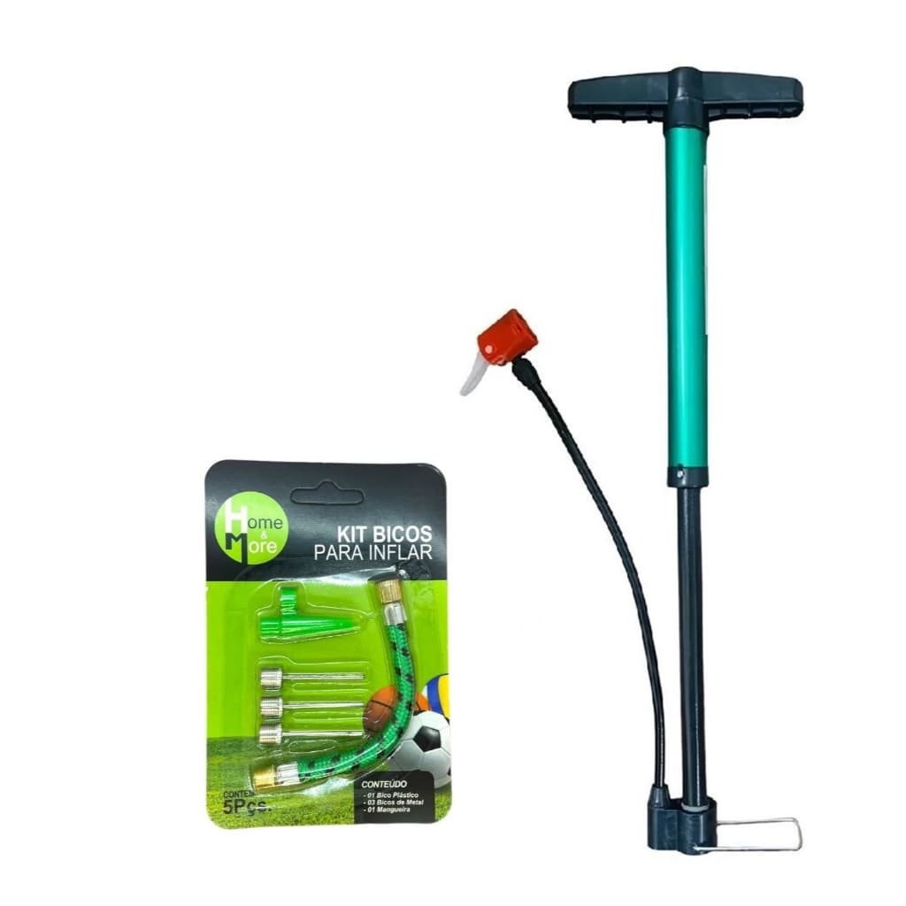 Bomba para encher pneu de bicicleta ou Kit bico  Vertical 29,5 cm Fácil de Encher  colorida