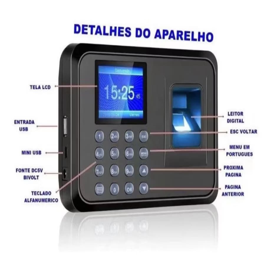 Relógio De Ponto Com Leitor Biométrico Impressão Digital-envio imediato