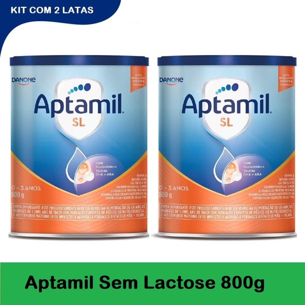 Kit 2 Latas Aptamil Sem Lactose 800g cada EQ.1