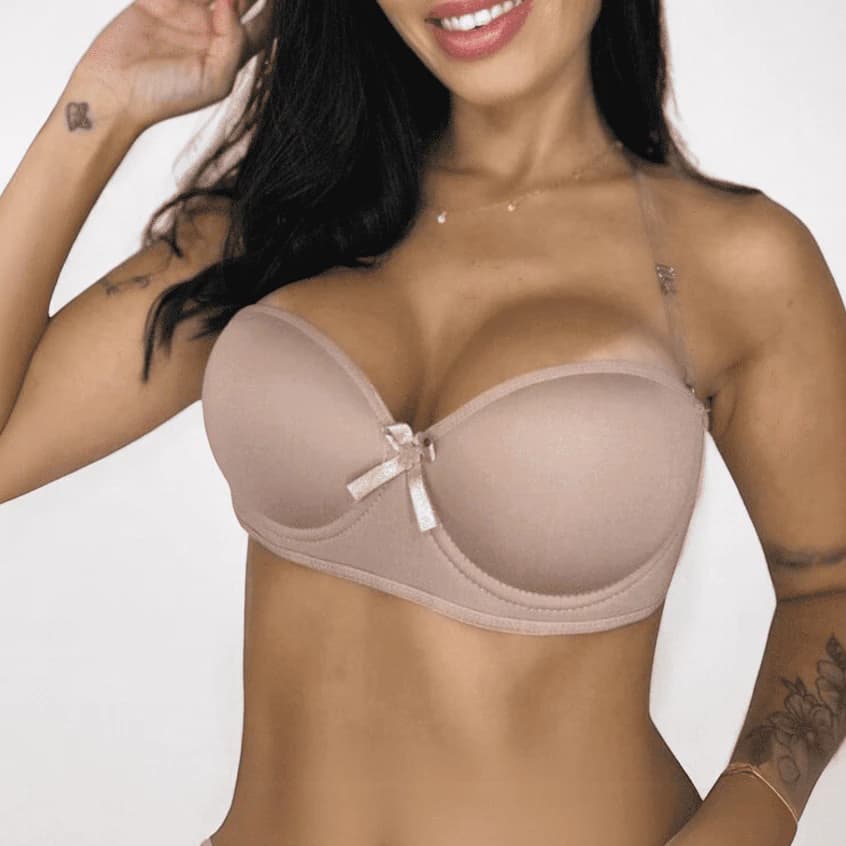 Sutiã com Bojo Alça de Silicone Invisível Tomara que Caia Alças Removiveis Lingerie Feminina