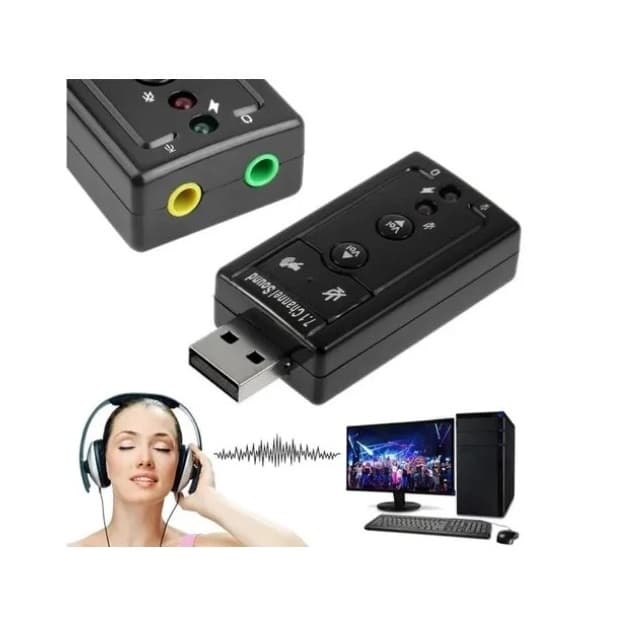 Placa De Som Usb 7.1 Canais Adaptador Audio Fone De Ouvido