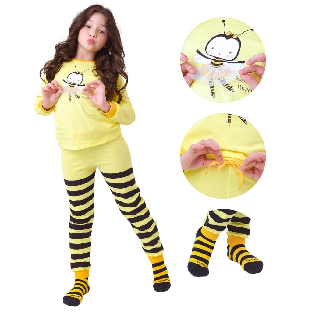 Pijama Abelhinha Macacão Capivara Infantil Menina Manga longa Inverno Interativo 1 ao 10 anos Macio
