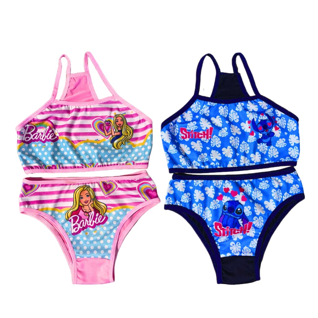 Kit com 2 Conjuntos Feminino Biquini Infantil Sublimado Biquini Estampado Verão moda praia natal
