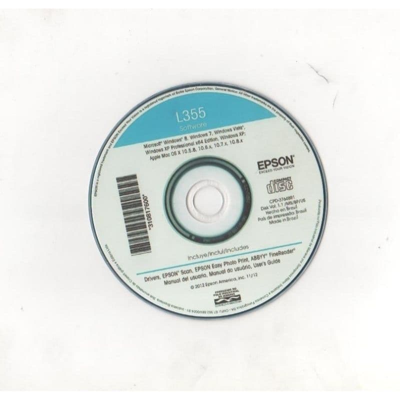 Cd Instalação Impressora Epson L355  CD002