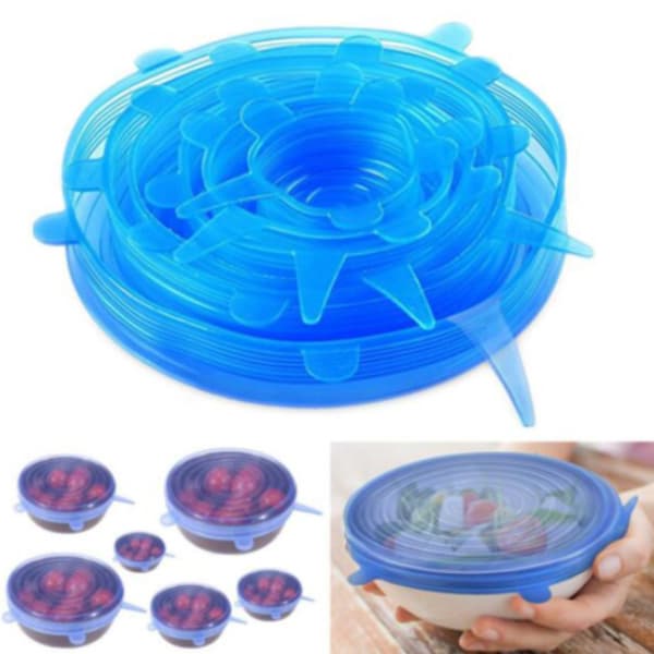 6 PCS Tampa Silicone Elastica Reutilizável À Prova Sopa De Fugas Para Cozinha