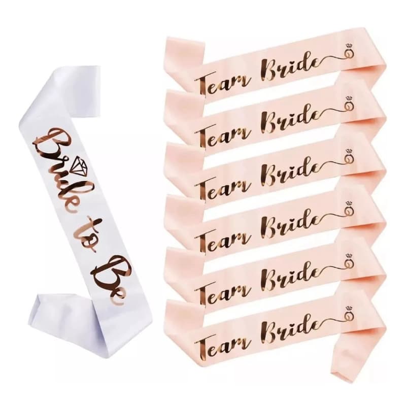 10 Faixas Bride Branca Team Bride Rose / Pink / Preta Despedida De Solteira