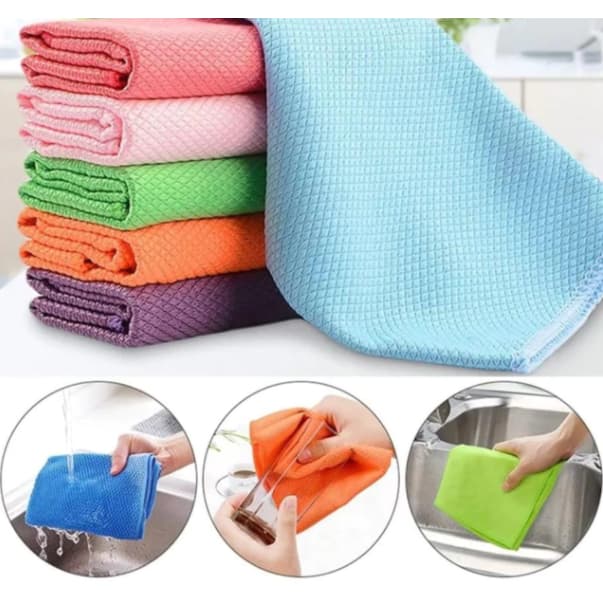 Toalha Mágica Escama De Peixe 40x60cm Kit C/ 3 Cores sortidas Verde Marrom Roxa Azul