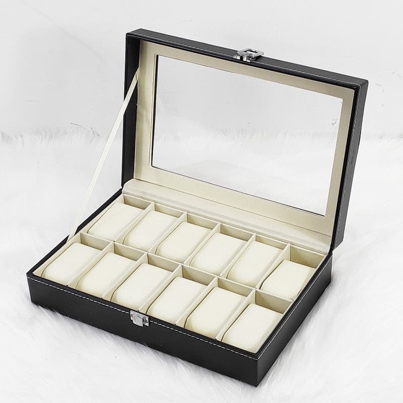 Porta Relógio Estojo Organizador Luxo 12 Divisórias Maleta Caixa Interno Aveludado
