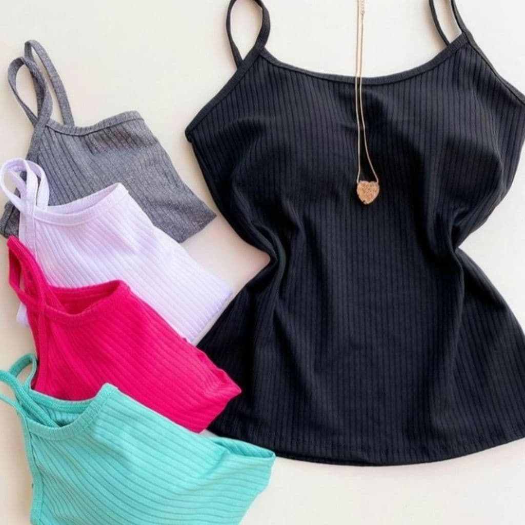 Kit 2 regata Feminina plus size de alcinha blusa básica canelada com bojo tamanho Grande P007