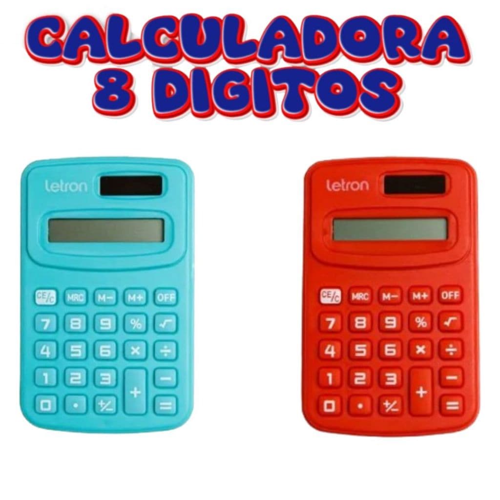 Calculadora 8 Dígitos Colorida Azul OU Vermelho - Letron