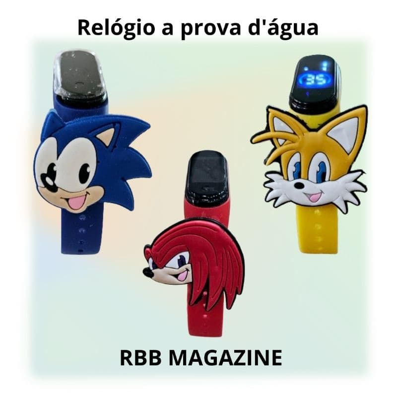 Relógio de Led infantil a prova d'água turma do Sonic, Tails menino e menina