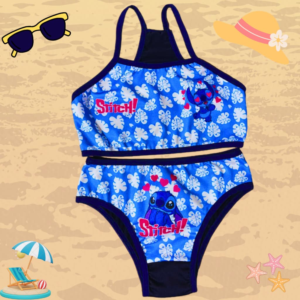 Conjunto Feminino Biquini Infantil Sublimado Biquini Estampado Verão calcinha e top nadador desenhos