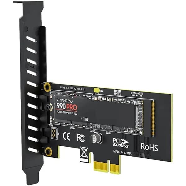 Placa adaptadora JEYI M.2 NVME SSD para PCIE X1, placa de expansão SSD PCIe 3.0 4.0 para PC