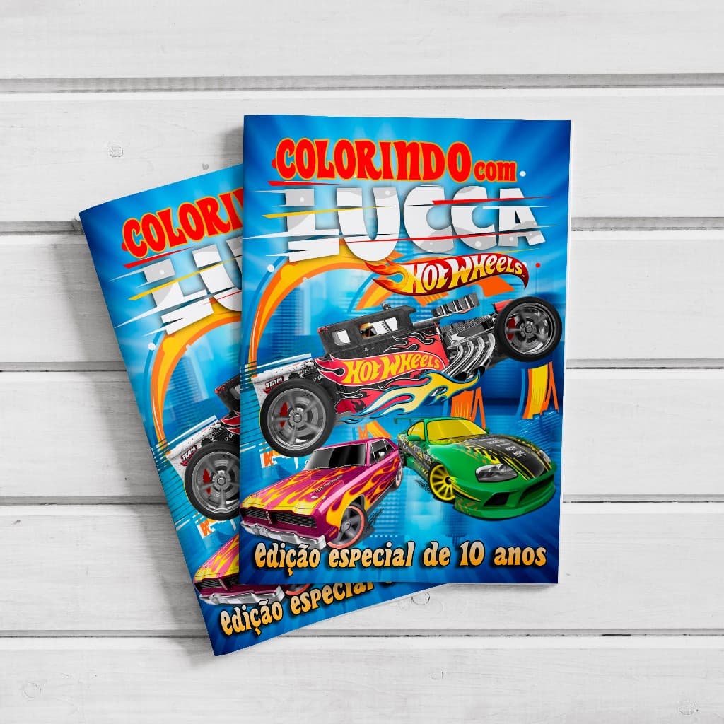 Livro de Colorir Personalizado Lembrancinha Aniversário HotWheels