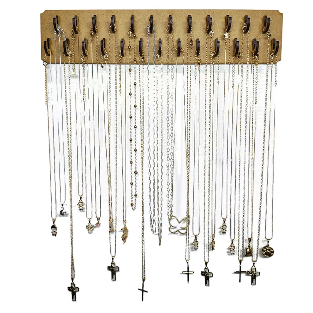 Suporte Organizador de Parede para Colares e Pulseiras Exclusivo com Acabamento  Luxo com 25 Espaços