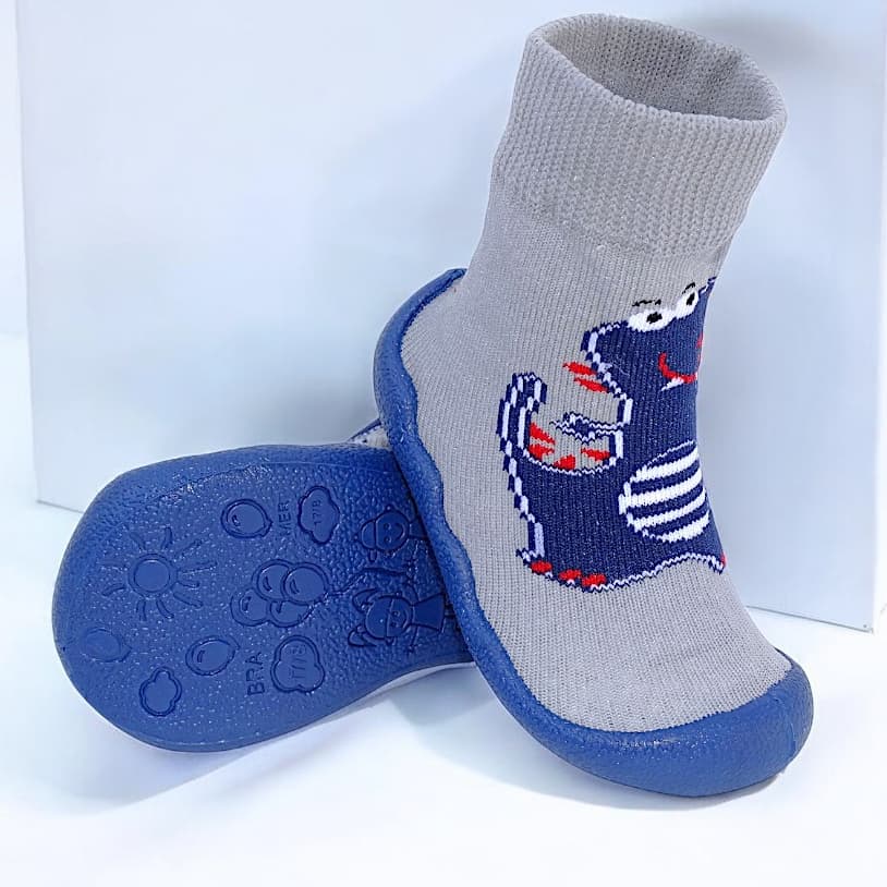 Meia Antiderrapante Infantil Menino Com Solado Emborrachado Bebê Confortável Macia Leve Dia Dia