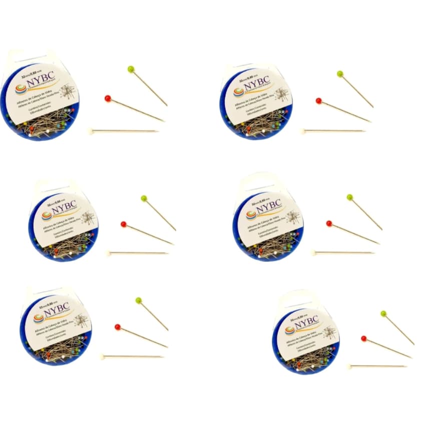 Alfinete Cabeça De Vidro Caixa Com 100 Unidade