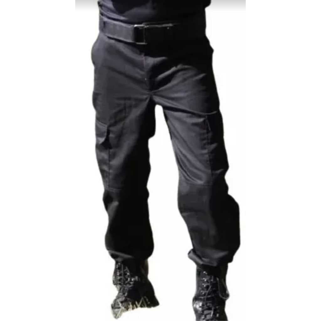 Calça Tática Rip Stop Preta Militar 6 Bolsos