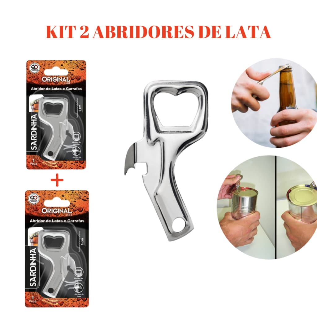 Kit com 2 Abridor de Latas, Garrafas, Refrigerantes, Cervejas 9CM