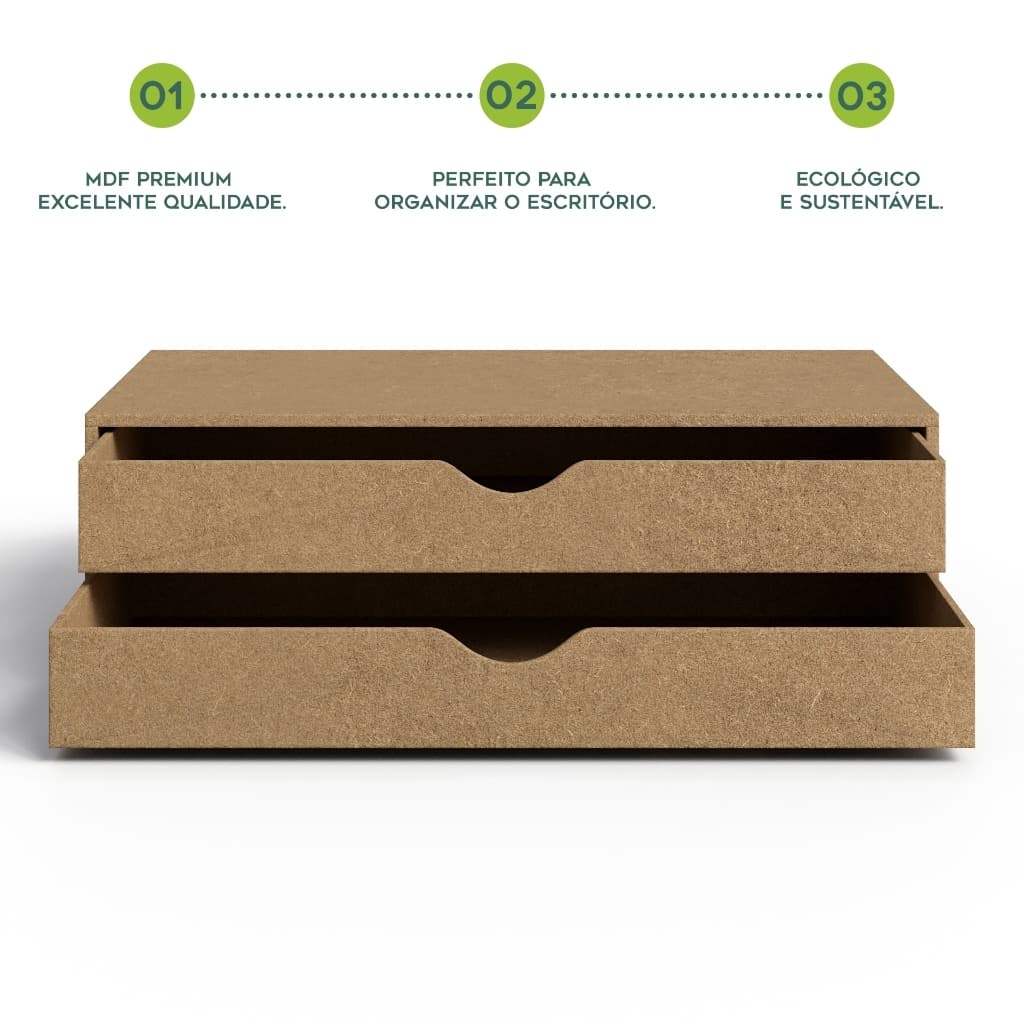 Gaveteiro 2 A 3 Gavetas A4 Organizador Suporte Monitor Escritório Home Office Escritório Notebook