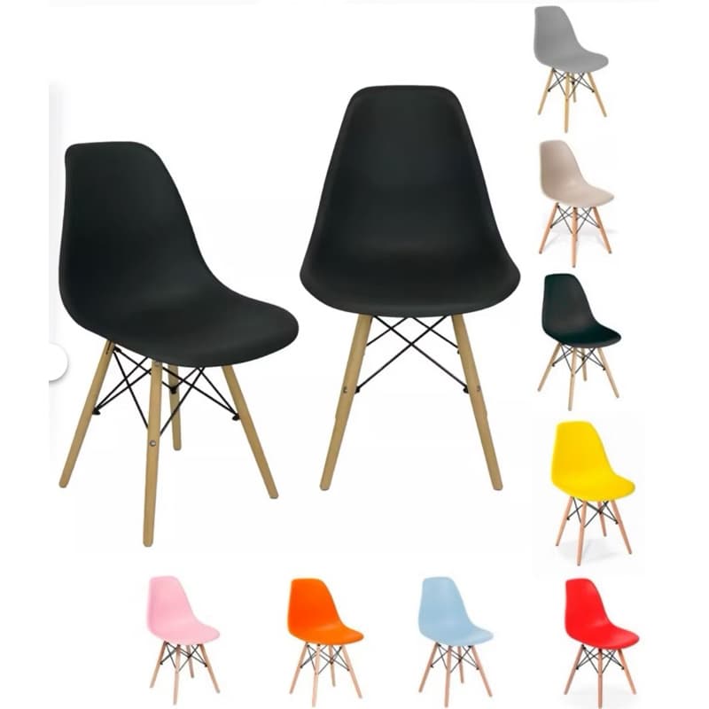 KIT 2 Cadeiras Charles Eames Eiffel Wood