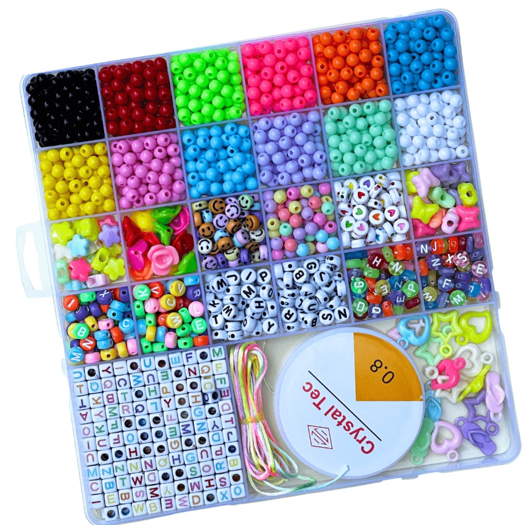 Kit Miçangas para Fazer Pulseira Infantil Colorida Bijuteria Colar Phone Strap 1800 pçs