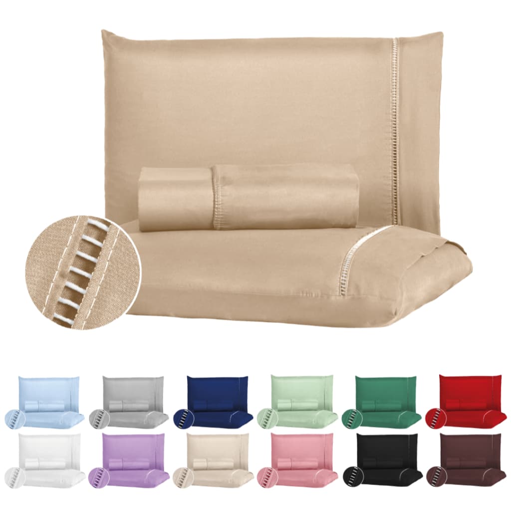 Jogo de Lençol Solteiro 2 Pç Casal 3 Pç Queen 3 Pç 400 fios Ponto Palito Micro Percal