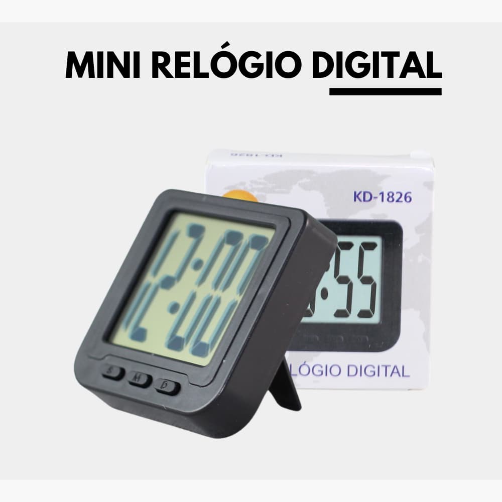Mini Relógio Digital Multifuncional para Carros e Mesas