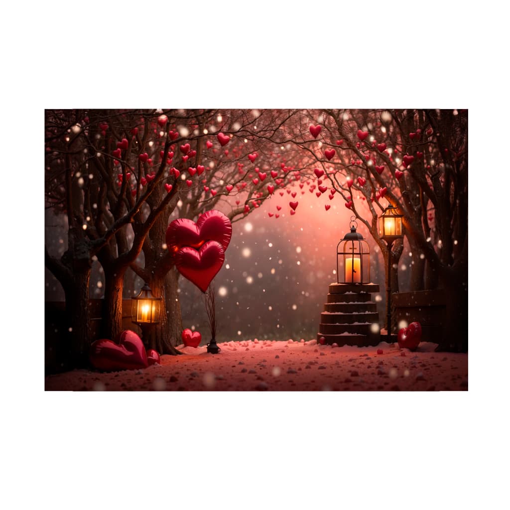 Fundo Fotográfico 2,20 x 1,50 - Dia Dos Namorados Corações Luzes