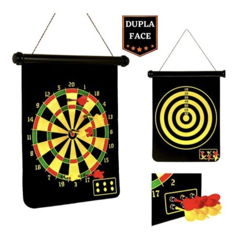 Jogo De Dardos Profissional Magnético 45x35cm Alvo Dupla Face 6 Dardos - 42076